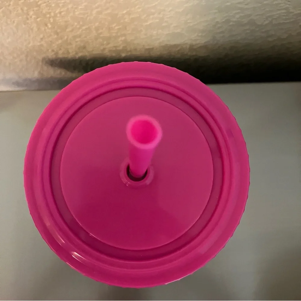 BARBIE Pink / Silver Rhinestone Tumbler Cup With Straw